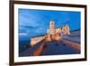 Europe,Italy,Perugia distict,Assisi. The Basilica of St. Francis at dusk-ClickAlps-Framed Photographic Print