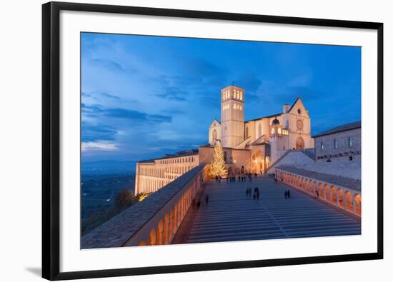 Europe,Italy,Perugia distict,Assisi. The Basilica of St. Francis at dusk-ClickAlps-Framed Photographic Print