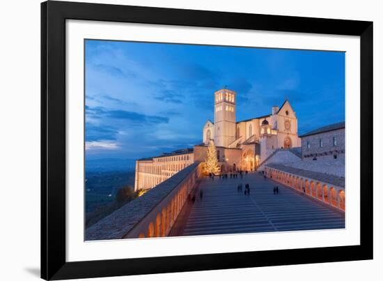 Europe,Italy,Perugia distict,Assisi. The Basilica of St. Francis at dusk-ClickAlps-Framed Photographic Print