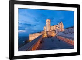 Europe,Italy,Perugia distict,Assisi. The Basilica of St. Francis at dusk-ClickAlps-Framed Photographic Print