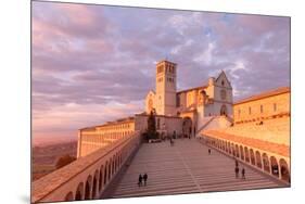 Europe,Italy,Perugia distict,Assisi. The Basilica of St. Francis at sunset-ClickAlps-Mounted Photographic Print