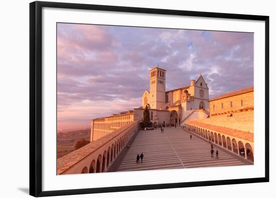 Europe,Italy,Perugia distict,Assisi. The Basilica of St. Francis at sunset-ClickAlps-Framed Photographic Print