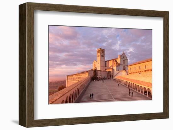 Europe,Italy,Perugia distict,Assisi. The Basilica of St. Francis at sunset-ClickAlps-Framed Photographic Print