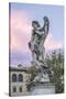 Europe, Italy, Rome, Angel Statue on Ponte Sant'Angelo at Sunset-Rob Tilley-Stretched Canvas