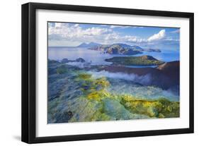 Europe, Italy, Sicily, Aeolian Islands, Vulcano Island, High angle view of , Aeolian Islands from V-Marco Simoni-Framed Photographic Print