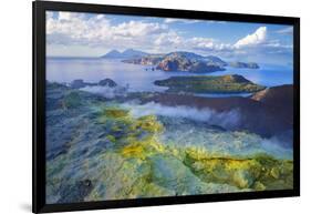 Europe, Italy, Sicily, Aeolian Islands, Vulcano Island, High angle view of , Aeolian Islands from V-Marco Simoni-Framed Photographic Print