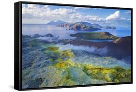 Europe, Italy, Sicily, Aeolian Islands, Vulcano Island, High angle view of , Aeolian Islands from V-Marco Simoni-Framed Stretched Canvas