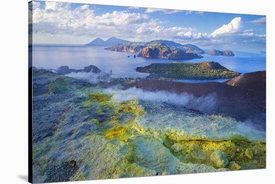Europe, Italy, Sicily, Aeolian Islands, Vulcano Island, High angle view of , Aeolian Islands from V-Marco Simoni-Stretched Canvas