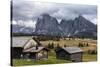 Europe, Italy, the Dolomites, South Tyrol, Seiseralm, Langkofel and Plattkofel, Alpine Huts-Gerhard Wild-Stretched Canvas
