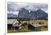 Europe, Italy, the Dolomites, South Tyrol, Seiseralm, Langkofel and Plattkofel, Alpine Huts-Gerhard Wild-Framed Photographic Print