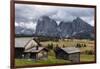 Europe, Italy, the Dolomites, South Tyrol, Seiseralm, Langkofel and Plattkofel, Alpine Huts-Gerhard Wild-Framed Photographic Print