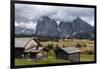 Europe, Italy, the Dolomites, South Tyrol, Seiseralm, Langkofel and Plattkofel, Alpine Huts-Gerhard Wild-Framed Photographic Print