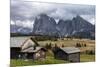 Europe, Italy, the Dolomites, South Tyrol, Seiseralm, Langkofel and Plattkofel, Alpine Huts-Gerhard Wild-Mounted Photographic Print
