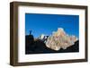 Europe, Italy, Trentino Alto Adige, Cavallazza Piccola. Silhouette of an hiker looking the Cimon de-ClickAlps-Framed Photographic Print