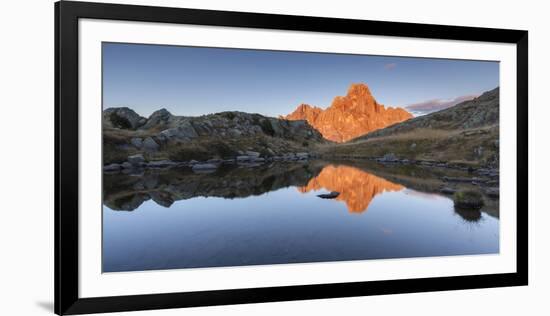 Europe, Italy, Trentino, Rolle pass. Cimon della Pala reflected in the lakes of Cavallazza at sunse-ClickAlps-Framed Photographic Print