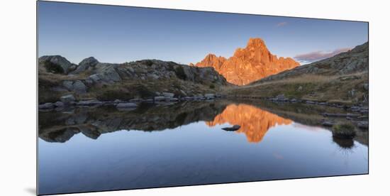 Europe, Italy, Trentino, Rolle pass. Cimon della Pala reflected in the lakes of Cavallazza at sunse-ClickAlps-Mounted Photographic Print