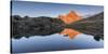 Europe, Italy, Trentino, Rolle pass. Cimon della Pala reflected in the lakes of Cavallazza at sunse-ClickAlps-Stretched Canvas