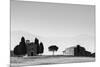 Europe, Italy, Tuscany. B&W of Vitaleta Chapel and Farmhouse-Jaynes Gallery-Mounted Photographic Print