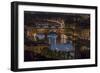 Europe, Italy, Tuscany, Florence, Bridge Ponte Vecchio, River Arno, Town View, Night Photography-Gerhard Wild-Framed Photographic Print