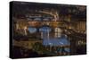 Europe, Italy, Tuscany, Florence, Bridge Ponte Vecchio, River Arno, Town View, Night Photography-Gerhard Wild-Stretched Canvas