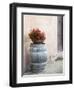 Europe, Italy, Tuscany. Flower Pot on Old Wine Barrel at Winery-Julie Eggers-Framed Premium Photographic Print