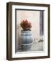 Europe, Italy, Tuscany. Flower Pot on Old Wine Barrel at Winery-Julie Eggers-Framed Photographic Print