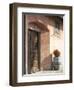 Europe, Italy, Tuscany. Flower Pot on Old Wine Barrel at Winery-Julie Eggers-Framed Photographic Print