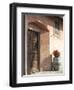 Europe, Italy, Tuscany. Flower Pot on Old Wine Barrel at Winery-Julie Eggers-Framed Photographic Print