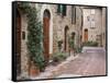 Europe, Italy, Tuscany, Pienza. Street Along the Town of Pienza-Julie Eggers-Framed Stretched Canvas