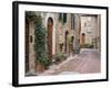 Europe, Italy, Tuscany, Pienza. Street Along the Town of Pienza-Julie Eggers-Framed Photographic Print