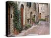 Europe, Italy, Tuscany, Pienza. Street Along the Town of Pienza-Julie Eggers-Stretched Canvas