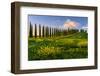 Europe. Italy. Tuscany. Siena District. Orcia Valley. Covili farmhouse at sunset-ClickAlps-Framed Photographic Print