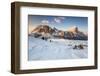 Europe, Italy, Veneto, Belluno. Sunset in winter environment towards the walls of the Little Lagazu-ClickAlps-Framed Photographic Print