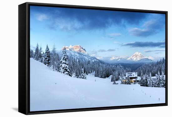 Europe, Italy, Veneto, Belluno. Winter at the Duran pass, Dolomites-ClickAlps-Framed Stretched Canvas