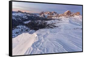 Europe, Italy, Veneto, Belluno. Winter view from Mount Pore northward, Dolomites-ClickAlps-Framed Stretched Canvas