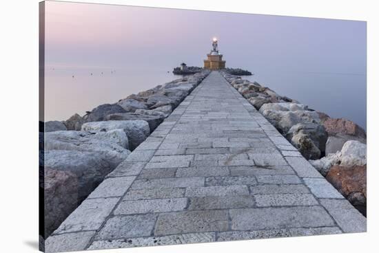 Europe, Italy, Veneto, Venice, Cavallino coast.  Lighthouse of Punta Sabbioni at dawn-ClickAlps-Stretched Canvas