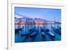 Europe, Italy,Veneto,Venice.  Gondolas at dusk-ClickAlps-Framed Photographic Print