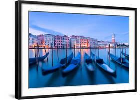 Europe, Italy,Veneto,Venice.  Gondolas at dusk-ClickAlps-Framed Photographic Print