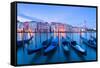 Europe, Italy,Veneto,Venice.  Gondolas at dusk-ClickAlps-Framed Stretched Canvas