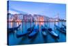 Europe, Italy,Veneto,Venice.  Gondolas at dusk-ClickAlps-Stretched Canvas