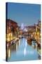 Europe, Italy, Veneto, Venice, Murano, Christmas Decoration on a Canal-Christian Kober-Stretched Canvas