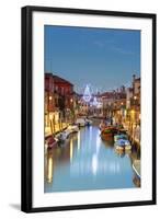 Europe, Italy, Veneto, Venice, Murano, Christmas Decoration on a Canal-Christian Kober-Framed Photographic Print