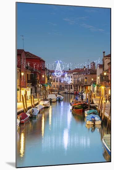 Europe, Italy, Veneto, Venice, Murano, Christmas Decoration on a Canal-Christian Kober-Mounted Photographic Print