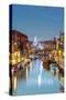 Europe, Italy, Veneto, Venice, Murano, Christmas Decoration on a Canal-Christian Kober-Stretched Canvas