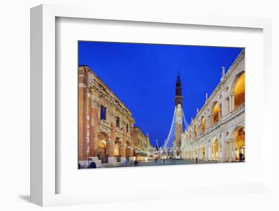 Europe, Italy, Veneto, Vicenza, Christmas Decorations in Piazza Signori-Christian Kober-Framed Photographic Print