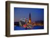 Europe, Italy, Venice. Composite of Woman in Carnival Costume and San Marco Square-Jaynes Gallery-Framed Photographic Print