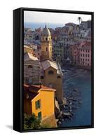 Europe, Italy, Vernazza. Cinque Terre Town of Vernazza, Italy-Kymri Wilt-Framed Stretched Canvas