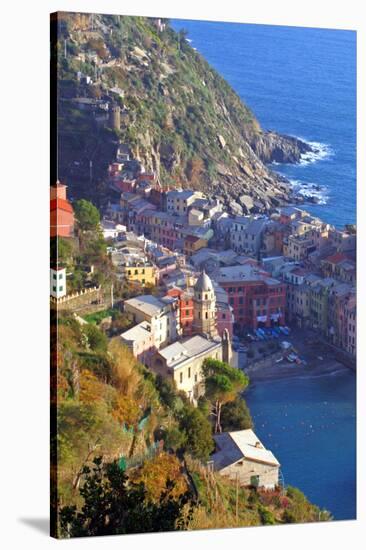 Europe, Italy, Vernazza. Cinque Terre Town of Vernazza, Italy-Kymri Wilt-Stretched Canvas