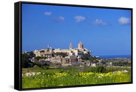 Europe, Maltese Islands, Malta. the Old Capital of Mdina with the Cathedral Dominating the Skyline.-Ken Scicluna-Framed Stretched Canvas