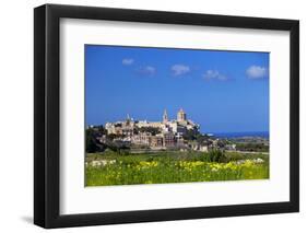 Europe, Maltese Islands, Malta. the Old Capital of Mdina with the Cathedral Dominating the Skyline.-Ken Scicluna-Framed Photographic Print